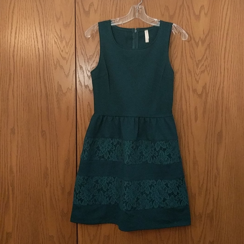 Deep Turquoise Xhilaration Dress with Lace Detail